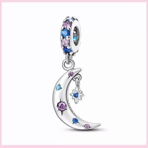 Rhinestone Pendant Moon Charm